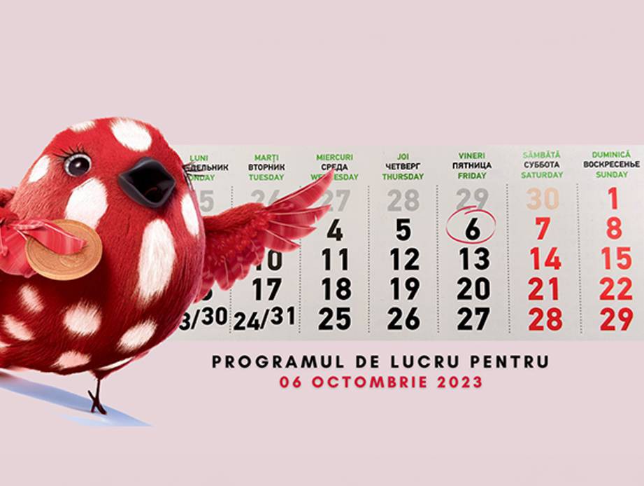 ATENȚIE! 06 OCTOMBRIE - PROGRAM DE LUCRU SPECIAL!